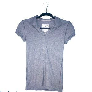 🦋 American Eagle Polo Shirt Button Top Gray